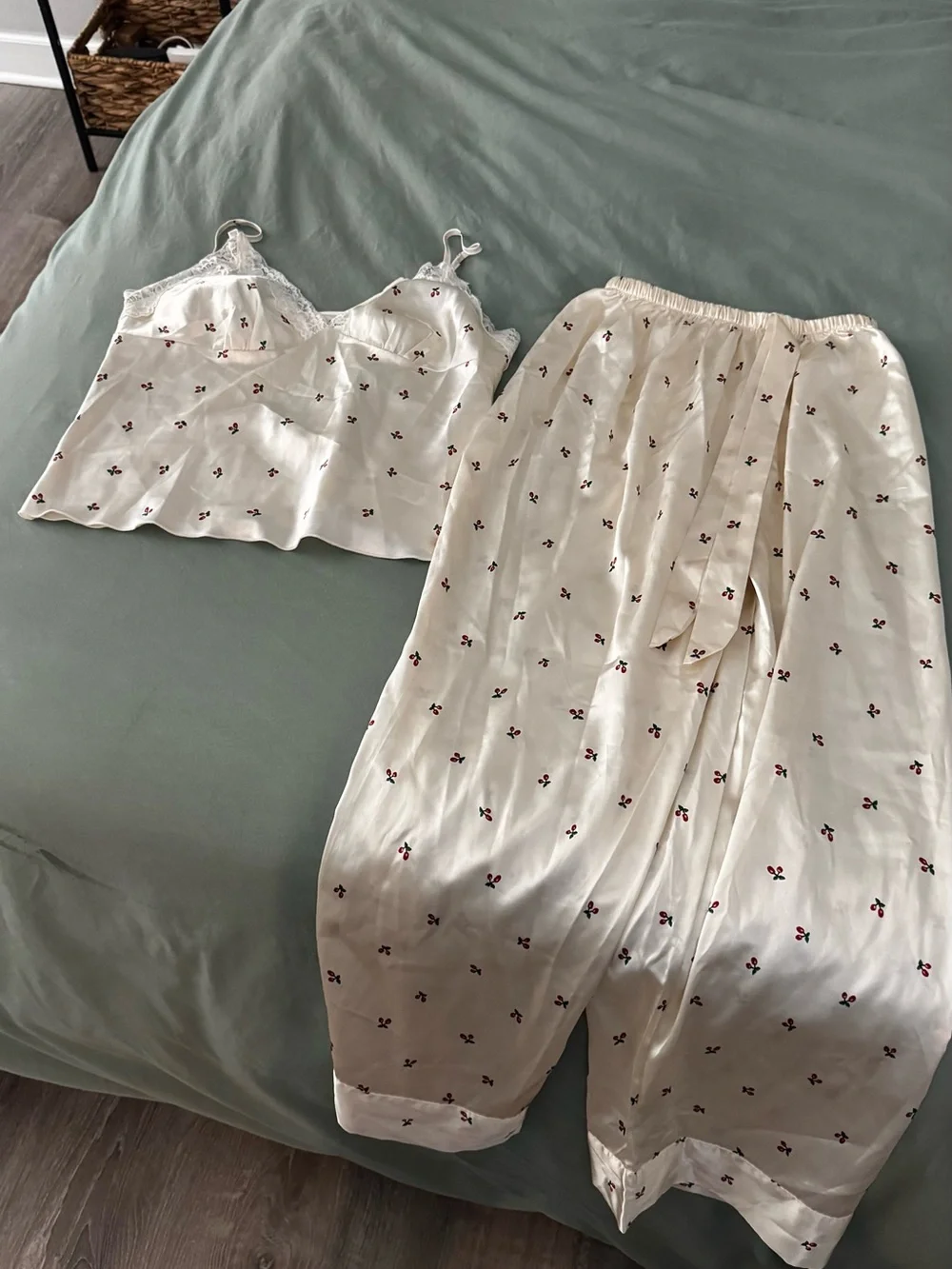 Satin cherry pajama set